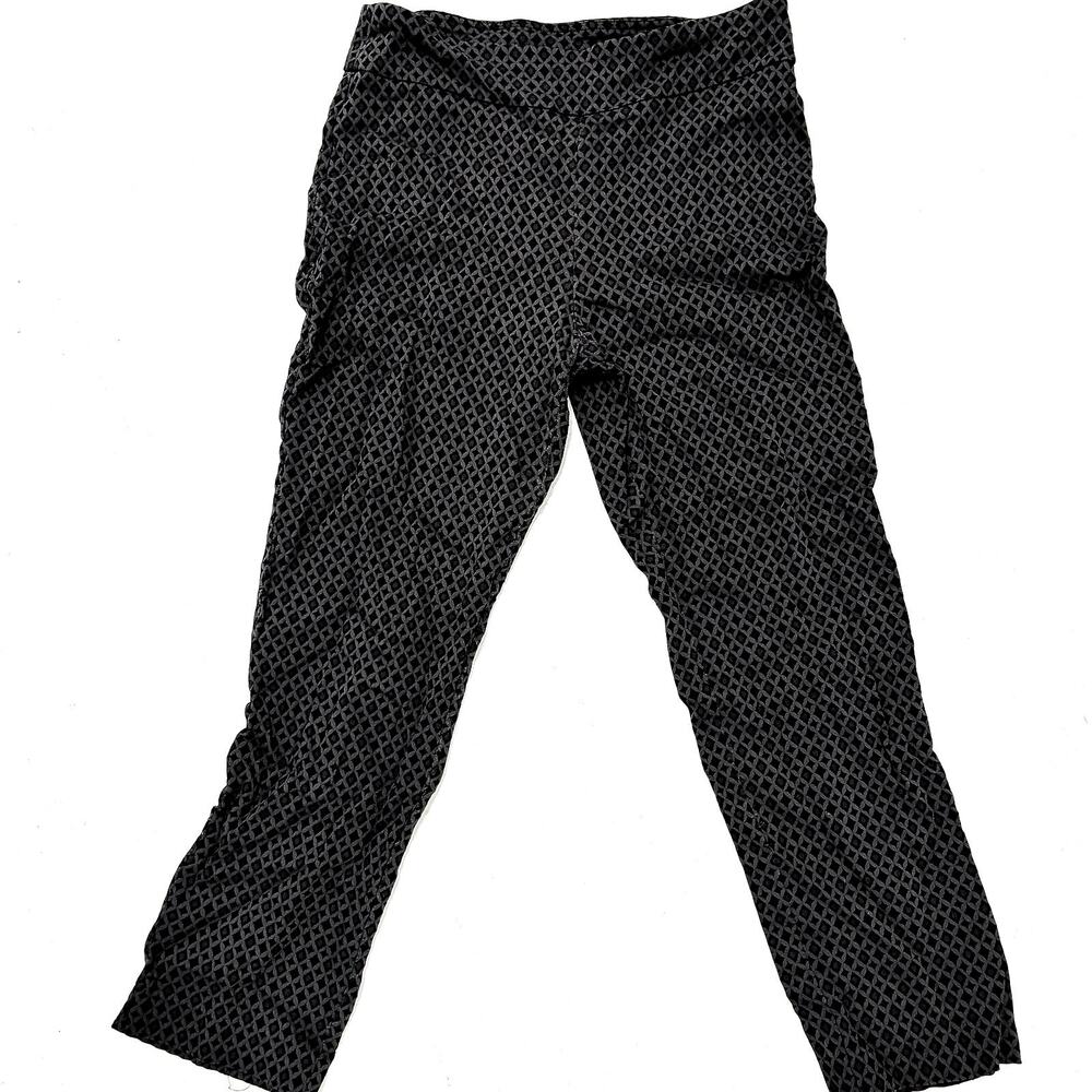 Counterparts Black Geometric Pull On Dress Pants Women’s Size 12 Career Stretch